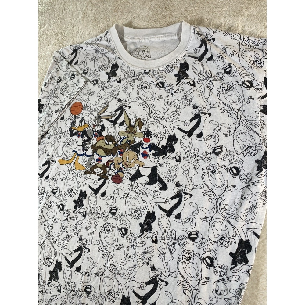 Space Jam Warner Brothers Characters Mens Size Medium T-Shirt White & Black